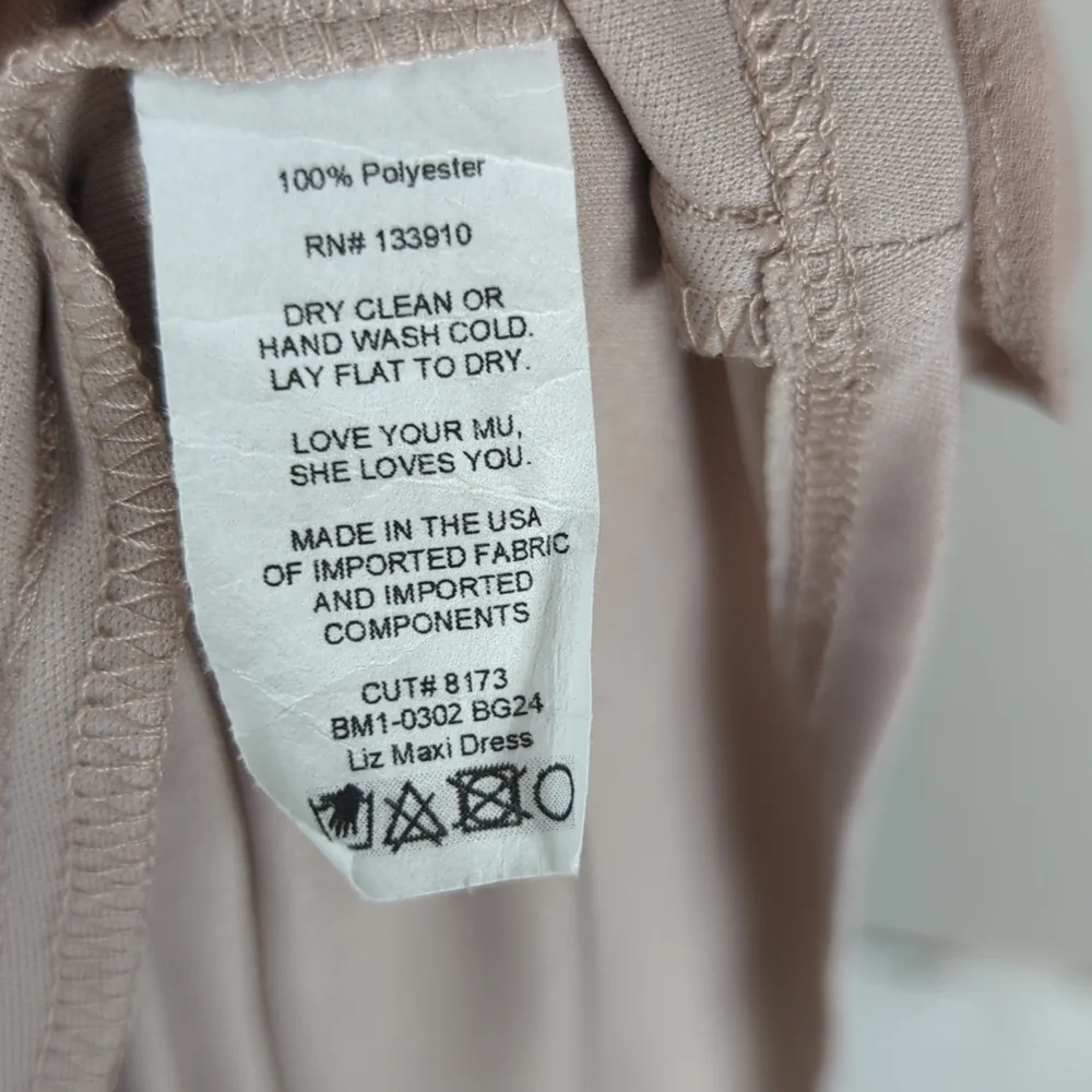 Show Me Your Mumu Liz Maxi Dress Women's Large Soft Beige Chiffon Golden 6